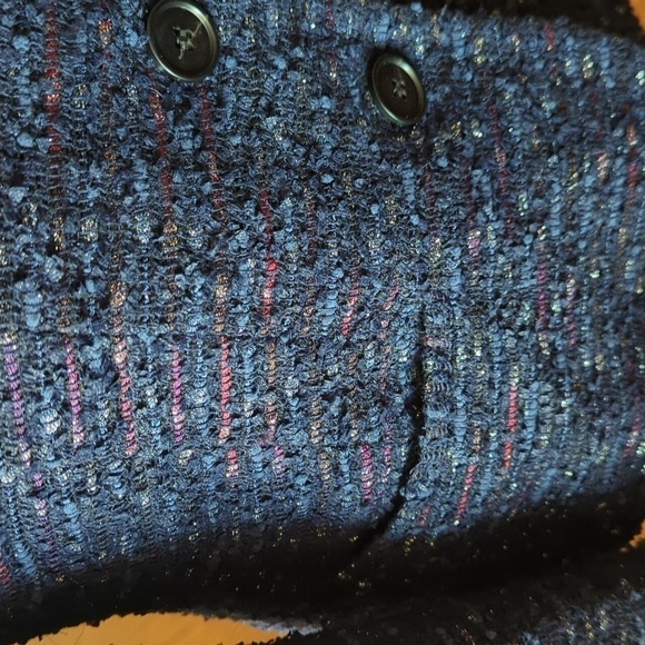 Lafayette 148 Blue Nubby Metallic thread Chic Tweed career Blazer Jacket sz 8 - Picture 3 of 10